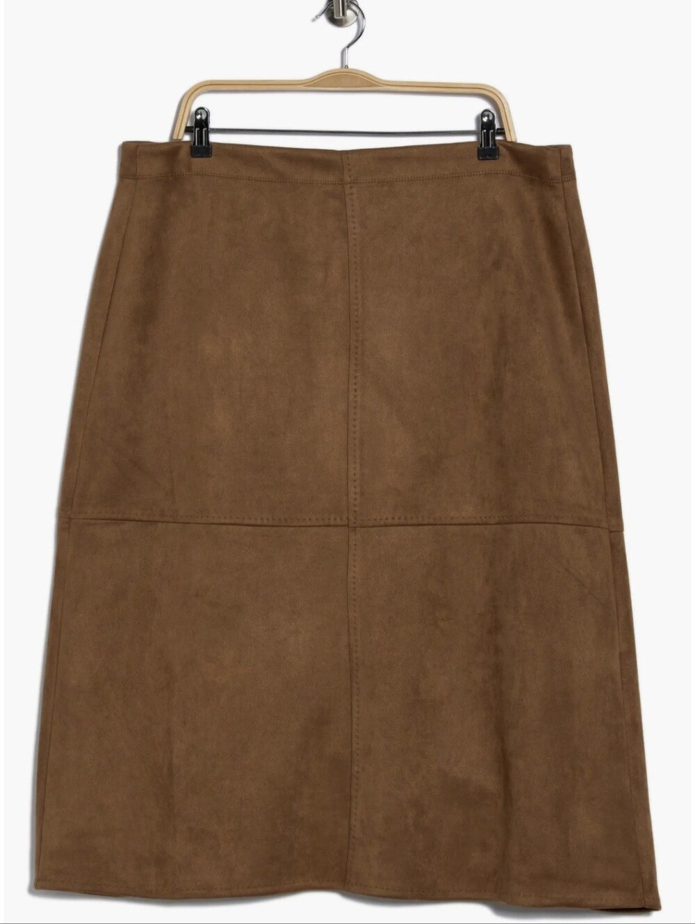 Max Studio London A Line Brown Faux Suede-Look Midi Skirt Size XL NWT